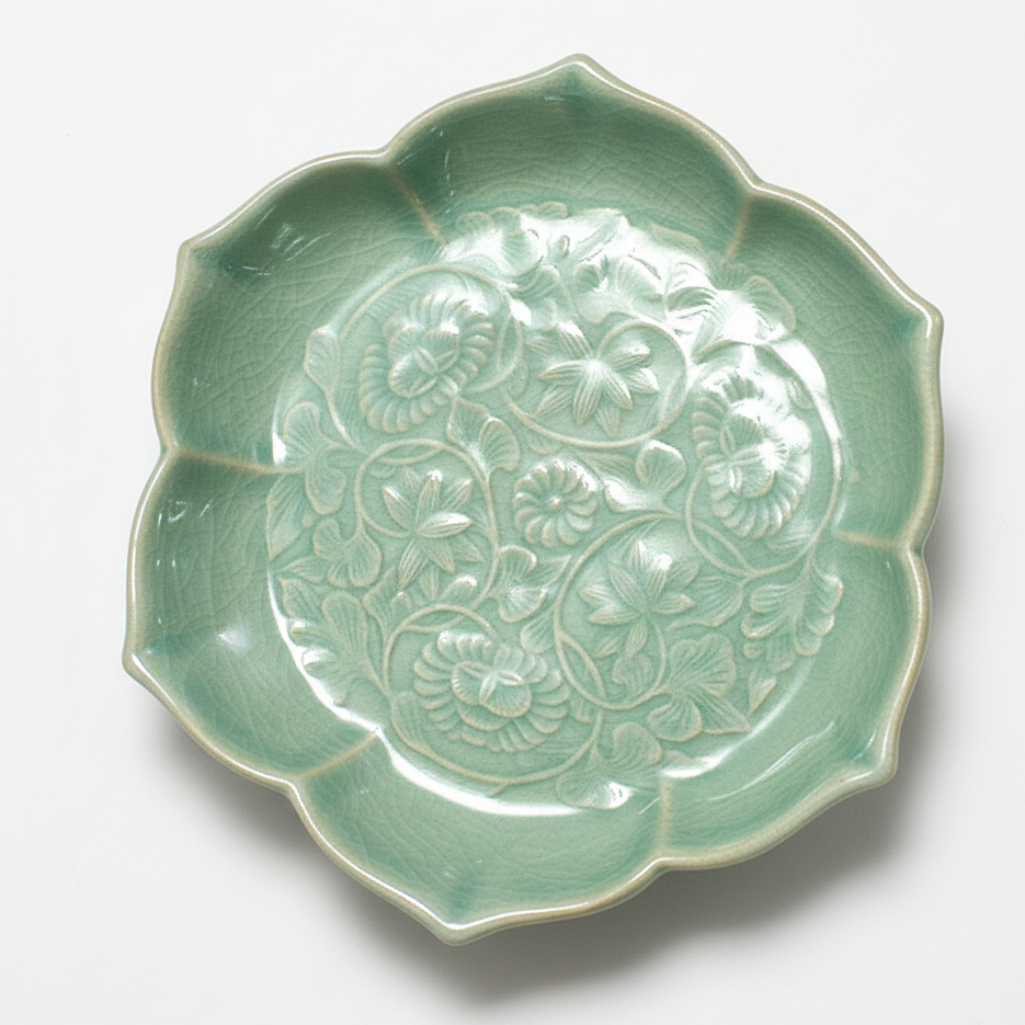 Goryeo (Korea) Celadon Lotus-Pattern Dish (Cheongja Yeonhwamun)