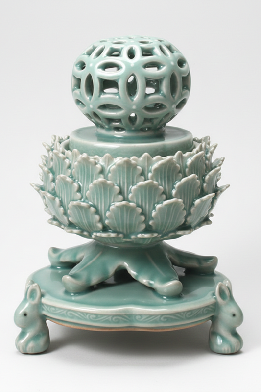 Replica of Goryeo (Korea) Celadon Openwork “Chilbo” Incense Burner (National Treasure No.95)