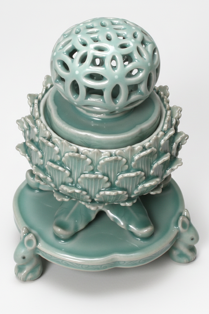 Replica of Goryeo (Korea) Celadon Openwork “Chilbo” Incense Burner (National Treasure No.95)